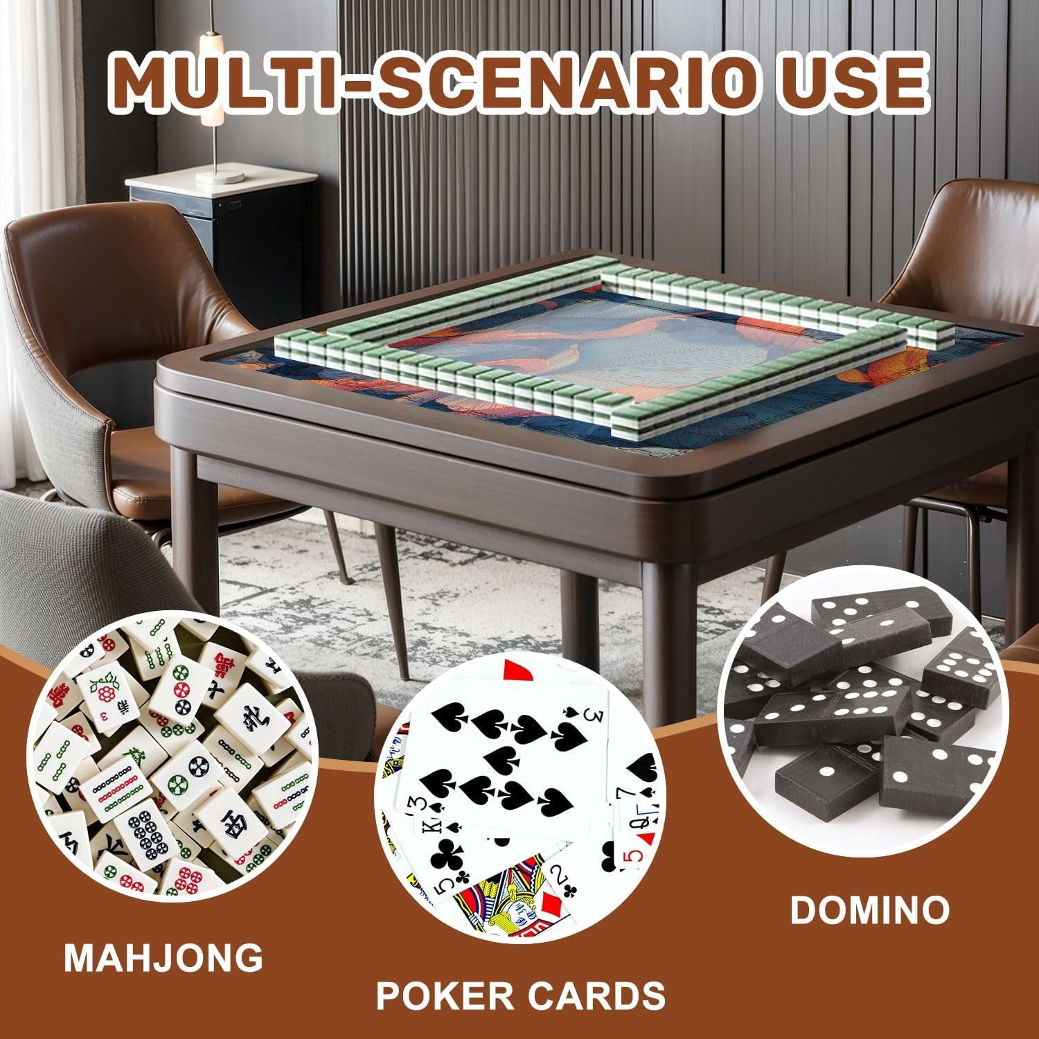 Mahjong Mat 31.5" x 31.5" Pastel Watercolor Pond Lotus Fish Japanese Aesthetics Non-Slip Noise Reduction Mahjong Tiles Table Cover for Dominoes Poker Card Board and Tile Games