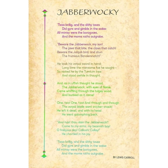 Jabberwocky Poem Wall Art poster Quotes Wall Art Poetry Posters Art Wall Office Decor Canvas Living Room poster