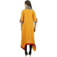 thumbnail image 2 of Bimba Women's Mustard Rayon Kurti Asymmetrical Hem Casual Wear With Scarf - 4, 2 of 9