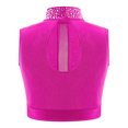 thumbnail image 4 of iiniim Girls Lyrical Dance Outfit Crop Top with High-Low Mesh Skirt Set Two-Piece Ballet Dancewear Hot Pink 16, 4 of 7