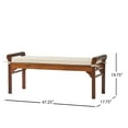 thumbnail image 3 of Noble House Claudia Rustic Acacia Wood Bench with Cushion, Mahogany and Cream, 3 of 13