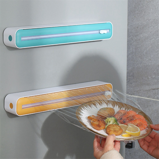 Magnetic Refillable Plastic Wrap Dispenser with Cutter, Tin Aluminum Foil Dispenser Cutter, Film Wrap Dispenser Tool