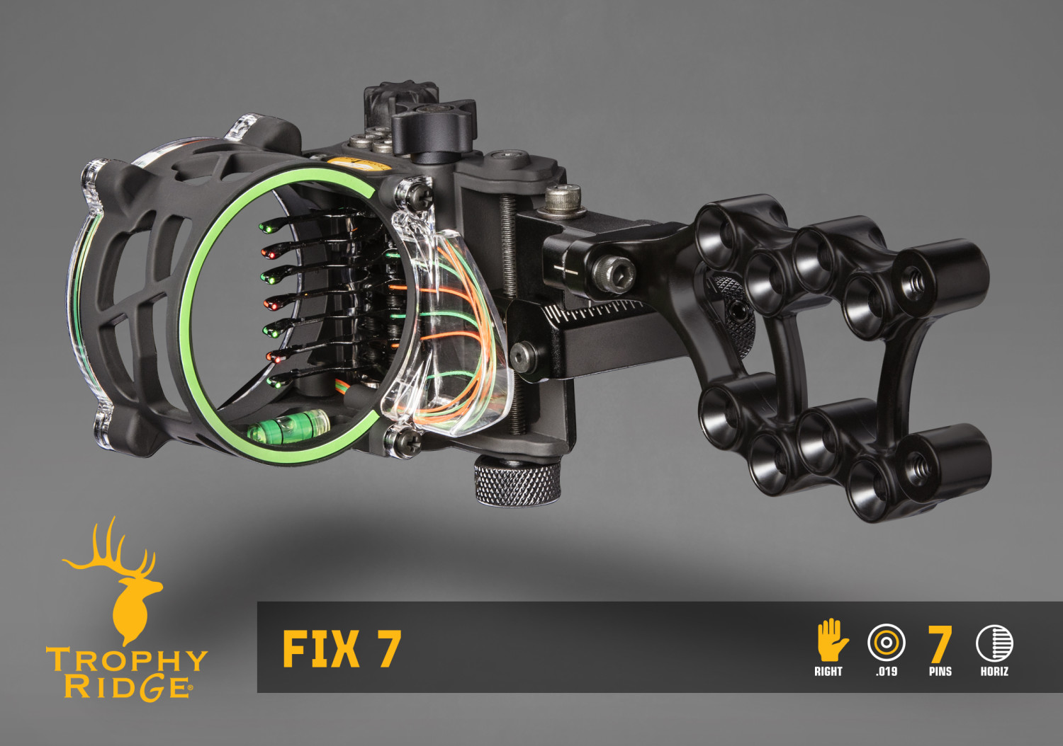 Trophy Ridge Fix 7 Bow Sight – 7 Pin (.019) Right Hand – Black Model AS907