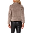 thumbnail image 3 of INSPIRE CHIC Cropped Fleece Jacket for Women's Stand Collar Zip-Up Faux Fur Coats, 3 of 6