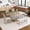 Natural Wood and Beige, variant on 6-Piece Wood Half Round Dining Table Set, Modern Kitchen Table Set with Long Bench and 4 Chairs, Padded Seating for 6 People, Brown and Beige