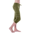 thumbnail image 2 of Hiking Capris for Women Slim Fit Low Rise Drawstring Cargo Capris Stretchy Lounge Capris with Button Pockets Army Green XL, 2 of 7
