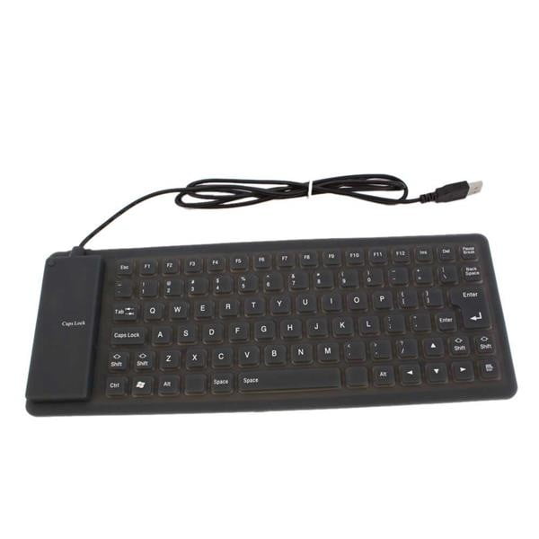 USB 2.0 Silicone Roll Up Foldable Computer Keyboard Black