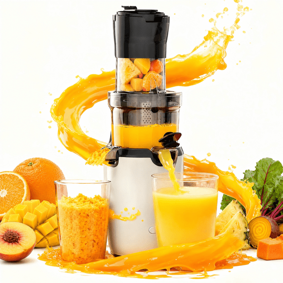 Fenbeli Cold Press Juicer Machine with 3.2-Inch Wide Feed Chute, Blade-Free Auger Juicer for Fruits and Vegetables, Easy to Clean