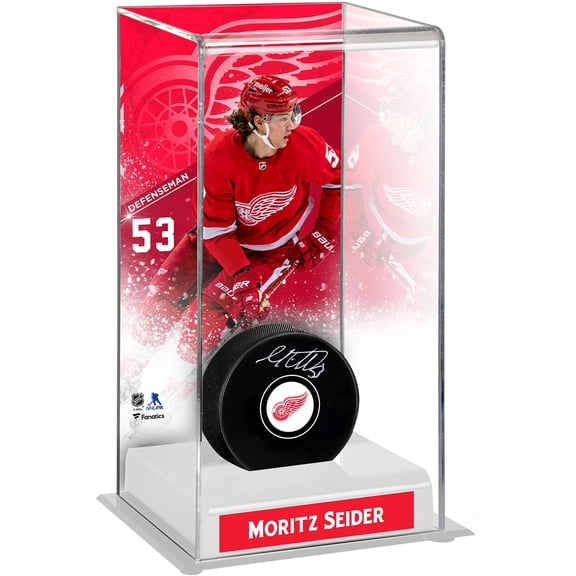 Moritz Seider Detroit Red Wings Deluxe Tall Hockey Puck Case