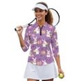 thumbnail image 2 of HUIACONG Purple Easter Egg Heart Women's Golf Polo Shirts, Anti-Wrinkle Quarter Zip 3/4 Sleeve Athletic Golf Shirts Quick Dry Quick Dry Golf Shirt Women, 2 of 10