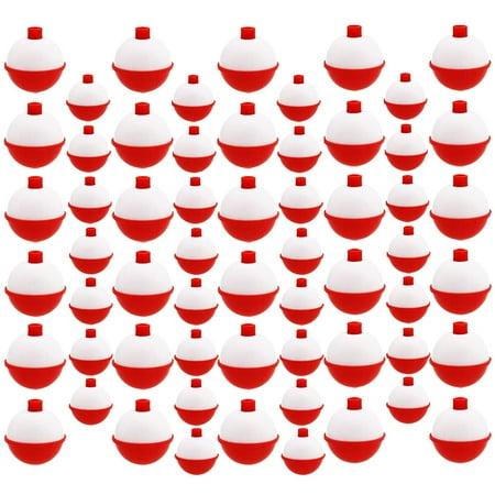 60 Count Fishing Floats Bulk Durable ABS Push Button Bobber for Lure and Catch Fish Tackle Box Essentials 1/1.5 Inch Red