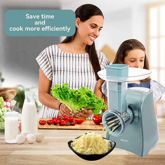 Electric Cheese Grater Machine - 150W Motor with 5 Interchangeable Blades for Vegetables, Fruits, and Cheese