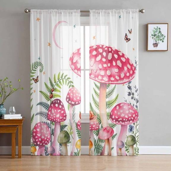 Semi Sheer Curtains 63 Inch Length 2 Panels Set, Sheer Kitchen Curtain Privacy Voile Window Curtain for Living Room Bedroom Rod Pocket Drapes