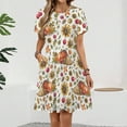 thumbnail image 2 of Autumn Watercolor Pattern with Ripe Pumpkins And Sunflower Flowers Short Sleeve Dress Women Summer Evening Dresses Ladies Sundress, 2 of 7