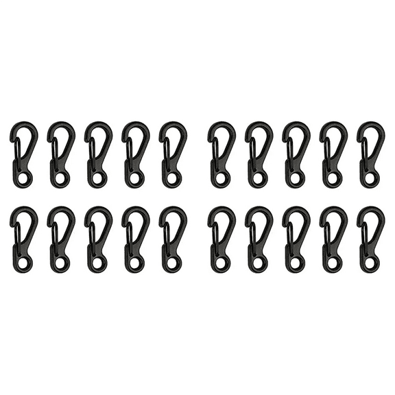20X Mini Alloy Carabiner Clip Tiny Spring Snap Hook Carabiners for Backpack Keychains Accessories(Black)