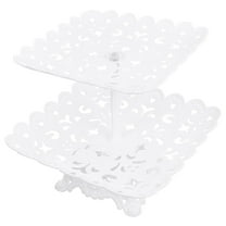 COSMOBETTY Dessert Risers Tiered Serving Platter White Plastic Storage Rack For Birthday Party 1 Set