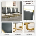 thumbnail image 7 of Hi loPres 5-Piece Dining Set, 71" Tempered Glass Table with Gold Metal Pedestal Base and 4 Dark Gray PU Leather Chairs with Gold Legs for Dining Room, 7 of 7