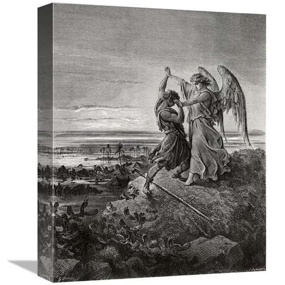 16 in. Jacob Wrestling with the Angel Art Print - Gustave Dore