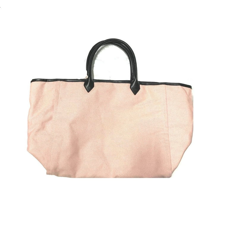 Victoria's Secret Angel City Canvas Chain Tote Bag Black Light Peach New
