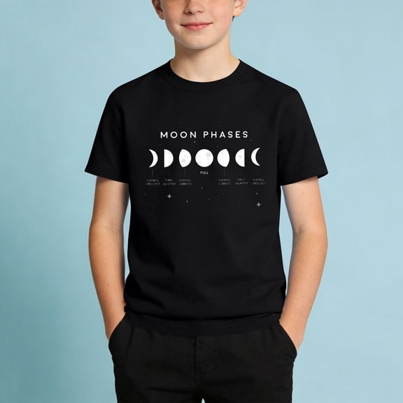 ITSAME Boys Cotton T-Shirts Crewneck Tops Luminous Print Kids Short Sleeve Graphic Tees Black Size 7-8