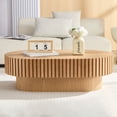 thumbnail image 6 of Tcbosik 43.7" Oval Coffee Table, Rustic Center Table with Pedestal for Living Room, Easy Assembly, Natural Ash, 6 of 10