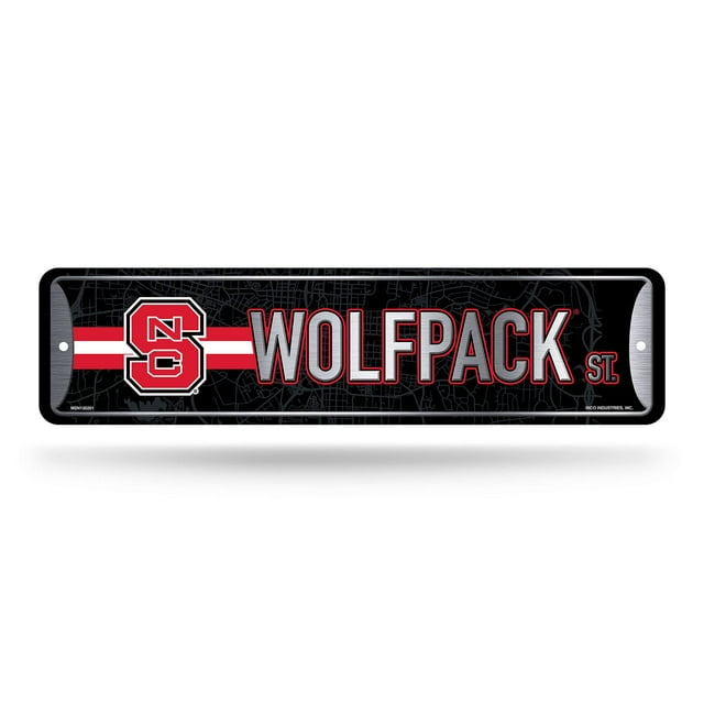 Rico Industries Ncaa N.Carolina State Wolfpack Home D?Cor Letrero De Metal Para La Calle (4 X 15 Pulgadas) Ideal Para El Hogar, Oficina, Dormitorio Y Cueva Del Hombre Hecho