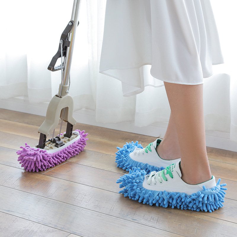 Mop Slippers,Mop Shoes,5 Pair Multifunction Microfiber Dust Mop Shoes Slippers Cleaning for Home 5Colors 