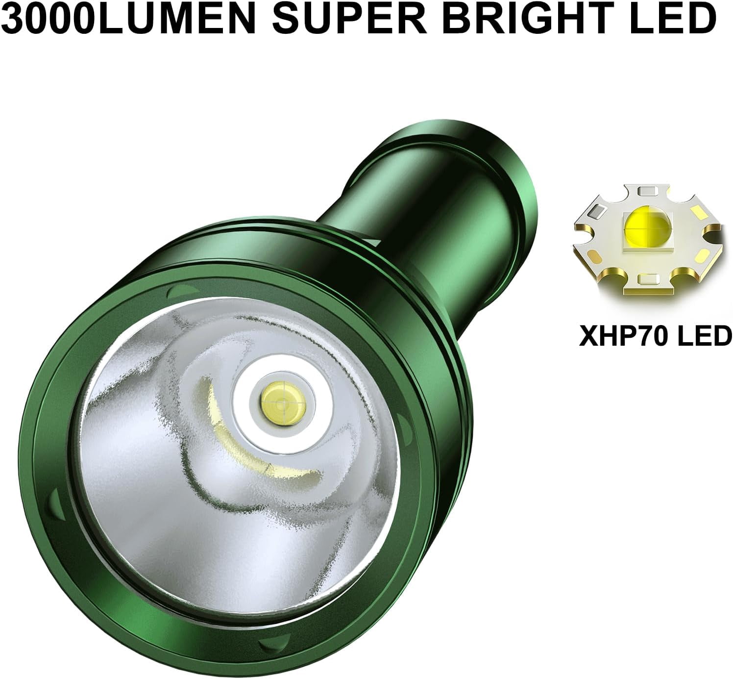 Siuyiu 3000 Lumen Rechargeable Waterproof LED Scuba Diving Flashlight, 1 Pack