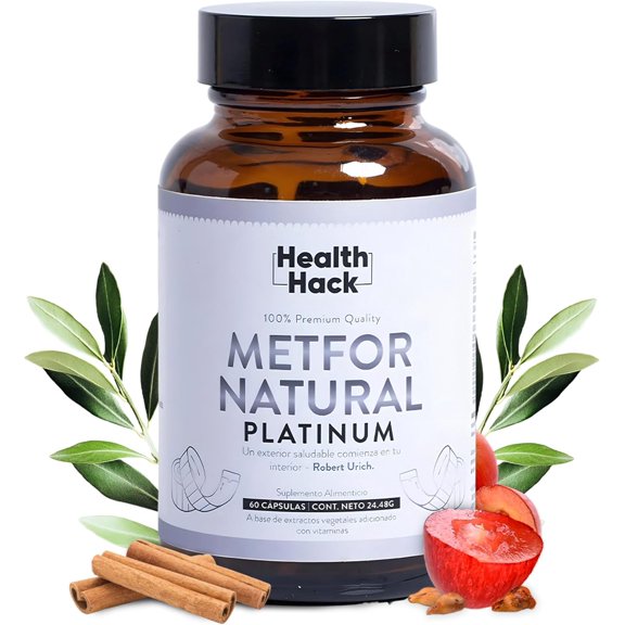 Metfor Natural Platinum NMN Suplemento Alimenticio Health Hack con Resveratrol Leucina y Ácido Alfa Lipoico 60 Cápsulas