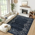 thumbnail image 2 of HOMERRY Washable 10' x 13' Area Rug for Living Room Farmhouse Modern Floral Bordered Dark Blue Rug Stain Resistant Large Indoor Carpet, 2 of 7