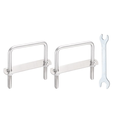 Uxcell 2 Sets M10 Square U-Bolts 3.58 Inner Width 2.76 Length 304 Stainless Steel U Clamp Bolts with Nuts Plates and Wrench
