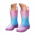 thumbnail image 2 of Kids Glitter Rain Boots Rainbow Portable Toddler Girls Boys Shoes Lightweight, 2 of 6