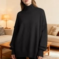 thumbnail image 2 of Women Sweaters Casual Loose Solid Color Pullover Turtleneck Long Sleeve Knit Fall Fashion, 2 of 4