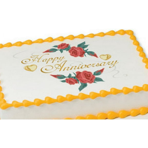 Anniversary Flowers Edible Extra Large 8 x 10 Cake Decoration Topper Image