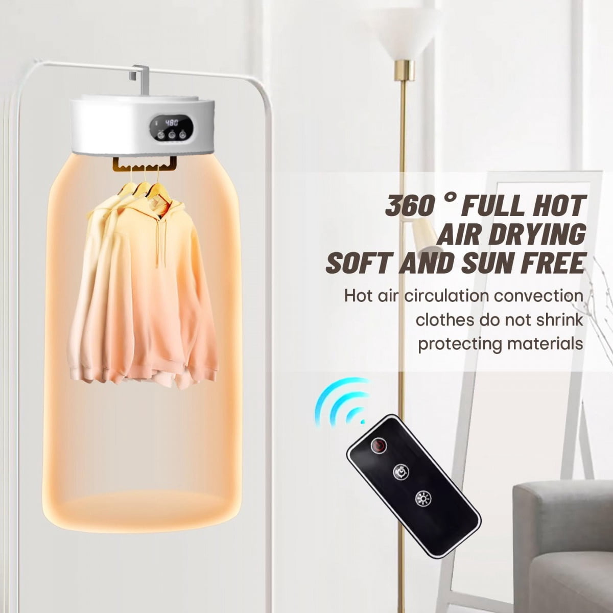 OUMASK Portable Compact Foldable Clothes Dryer with Remote Control and Drying Bag for Travel, RVs, Homes and Apartments