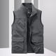 thumbnail image 4 of Ceisia Men's Relaxed Fit Multi-Pocket Utility Vest - Stand-Up Collar Zip Front Gray L Gifts, 4 of 7
