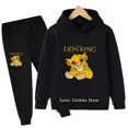 thumbnail image 2 of Conjunto de 2 piezas de ropa deportiva novedosa de otoño para bebés y niños, conjuntos de ropa para niñas, camisetas de El Rey León Simba, sudaderas con capucha y pantalones, chándal para niños, 2 of 4