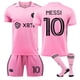thumbnail image 1 of Traje de uniforme de fútbol para niños y adultos de Miami, camiseta Messi de secado rápido para deportes al aire libre para hombres y mujeres2324 Miami International home rosa talla 10 (calcetines), 1 of 1