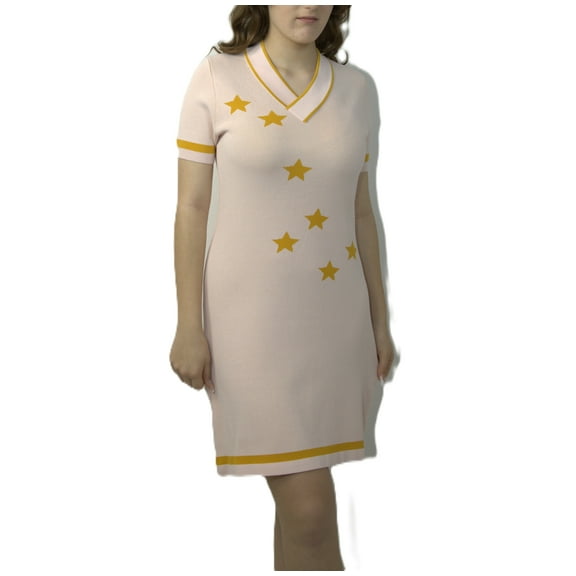 Haiying Snider Designer Dress Knitwear, V-Neck, Short Sleeve, Star Pattern Dresses (Women's)
