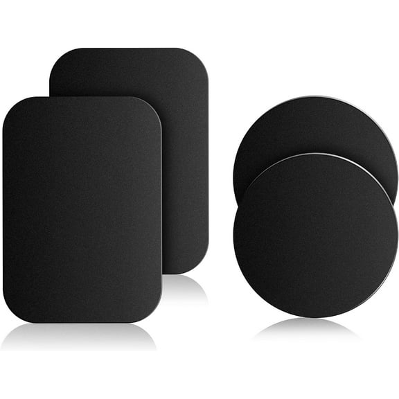Mount Metal Plate for Cell Phone Magnet Holder Magnetic Car Mount with Strong Adhesive Sticker, 2 Round and 2 Rectangle Black