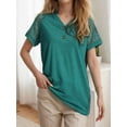 thumbnail image 2 of Weardear Womens Summer Tops V Neck Short Sleeve Buttons Tshirts Loose Fit Casual Blouses, S-2XL, 2 of 6