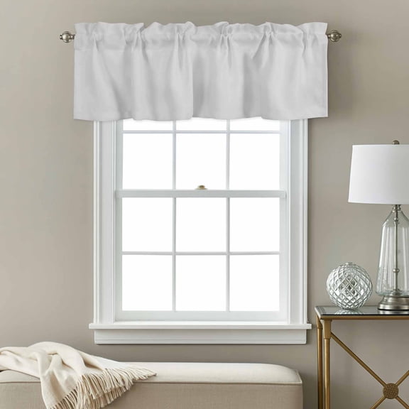 Solid Color Window Valance for Kitchen, Light Gray Rod Pocket Short Curtain for Small Windows, Light Filtering Decorative Valance, 56 x 16 Inch, 1 Panel