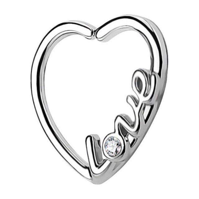 Joyería de moda para mujer, anillo sin perforar con forma de corazón chapado en aleación, para niña (5 #)
