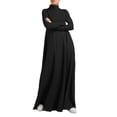 thumbnail image 2 of Fangasis Ladies Maxi Dresses High Neck Long Dress Sleeve Swing Women Solid Casual Holiday Black XL, 2 of 3