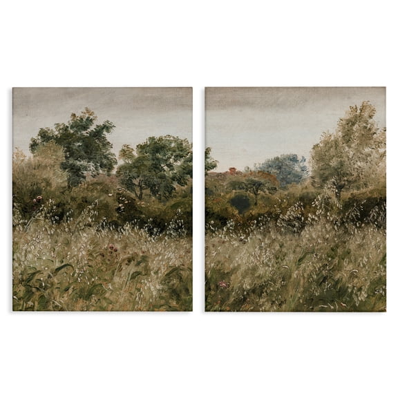 Rural Foliage Thicket 2 Piece Canvas Wall Art Set, design by Lettered and Lined