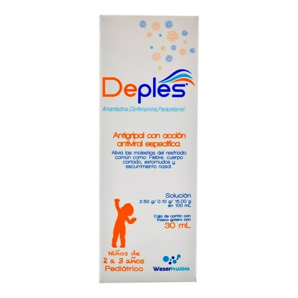 Amantadina, Clorfenamina, Paracetamol Deples pediátrico 2.50 g / 0.10 g / 15.00 g, 30 ml gotas