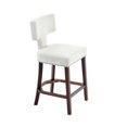 thumbnail image 3 of Set of 2 Mid Century Modern Counter Height Bar Stools, Beige Linen Upholstered Accent Chairs with Curved Copper Nail Backrest, Solid Wood Frame, Dining Room Kitchen Seating, 3 of 17