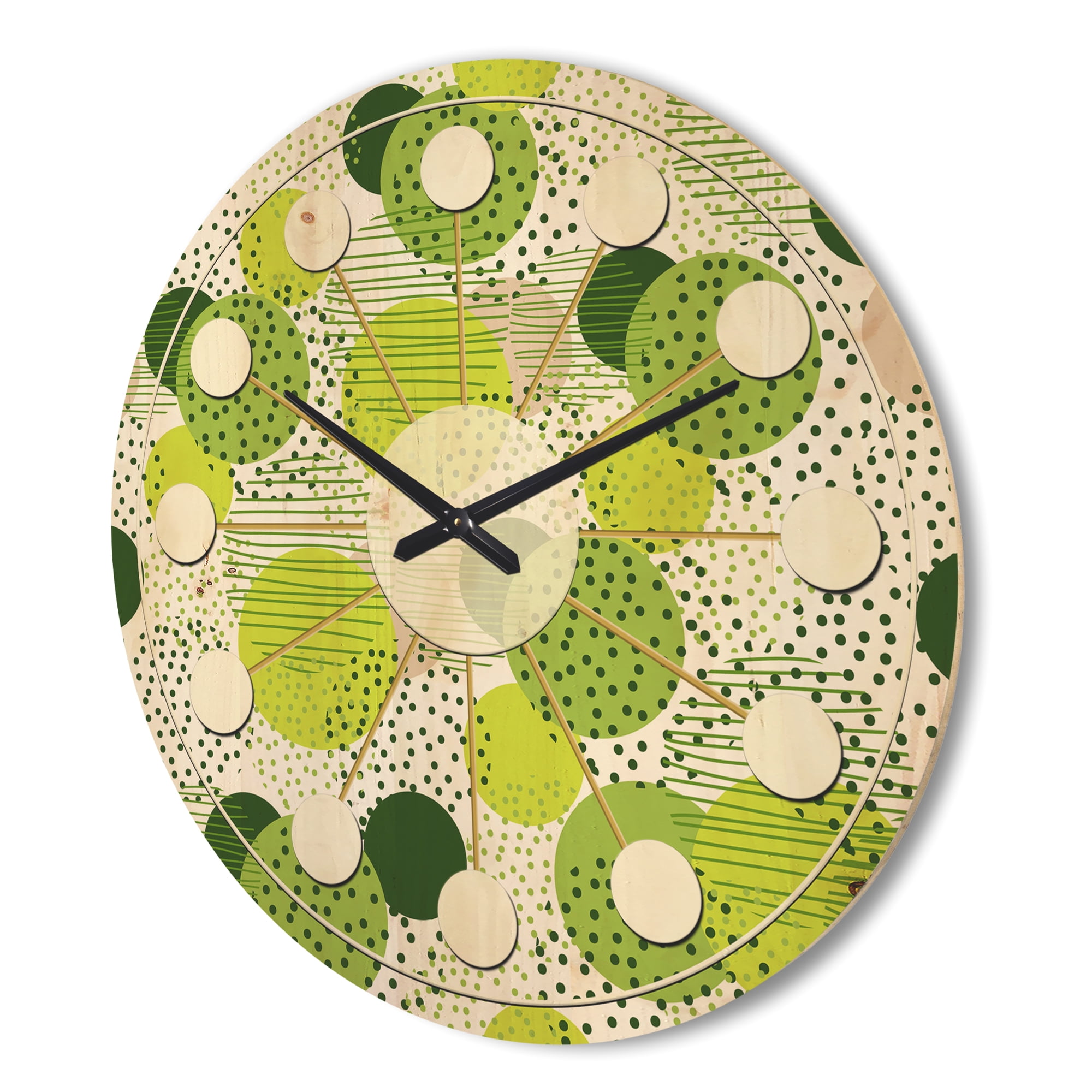 Designart 'Circular Abstract Retro Pattern Geometric X' Mid-Century Modern Wood Wall Clock