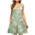 thumbnail image 2 of Rollbacks & More Viikei Dresses for Women,Women's Casual Plus-size Sleeveless Round Neck Short Floral Dress Green XXL, 2 of 5