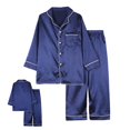 thumbnail image 6 of Little Boys little Girls Button Down Pajamas Kids Solid Long Sleeve Top Long Pant Sleepwear 3-10T, 6 of 6